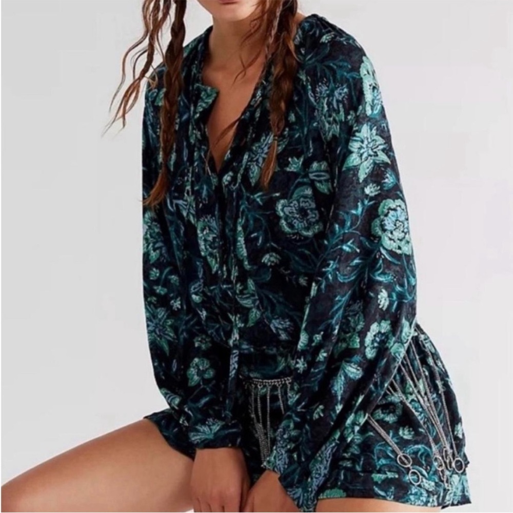 free people Dance Til Dawn Floral Romper
Blue Black - small